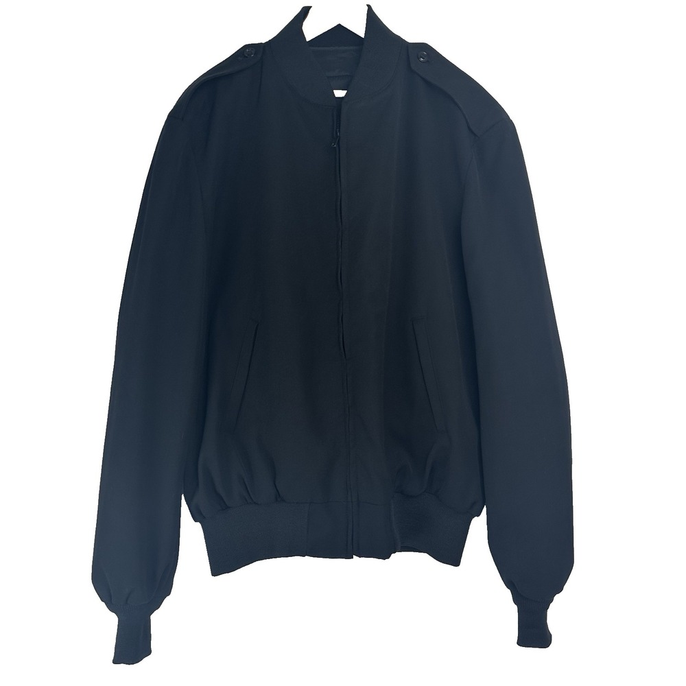 Sidran Men's Vintage Military Bomber Windbreaker Jacket Size 44L Black Wool